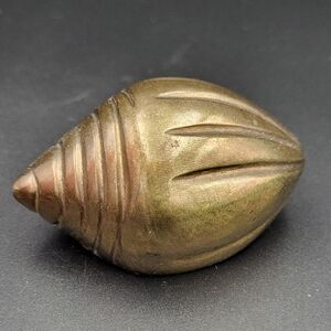 Vintage Solid Brass Seashell Paperweight 3” Nautical Core